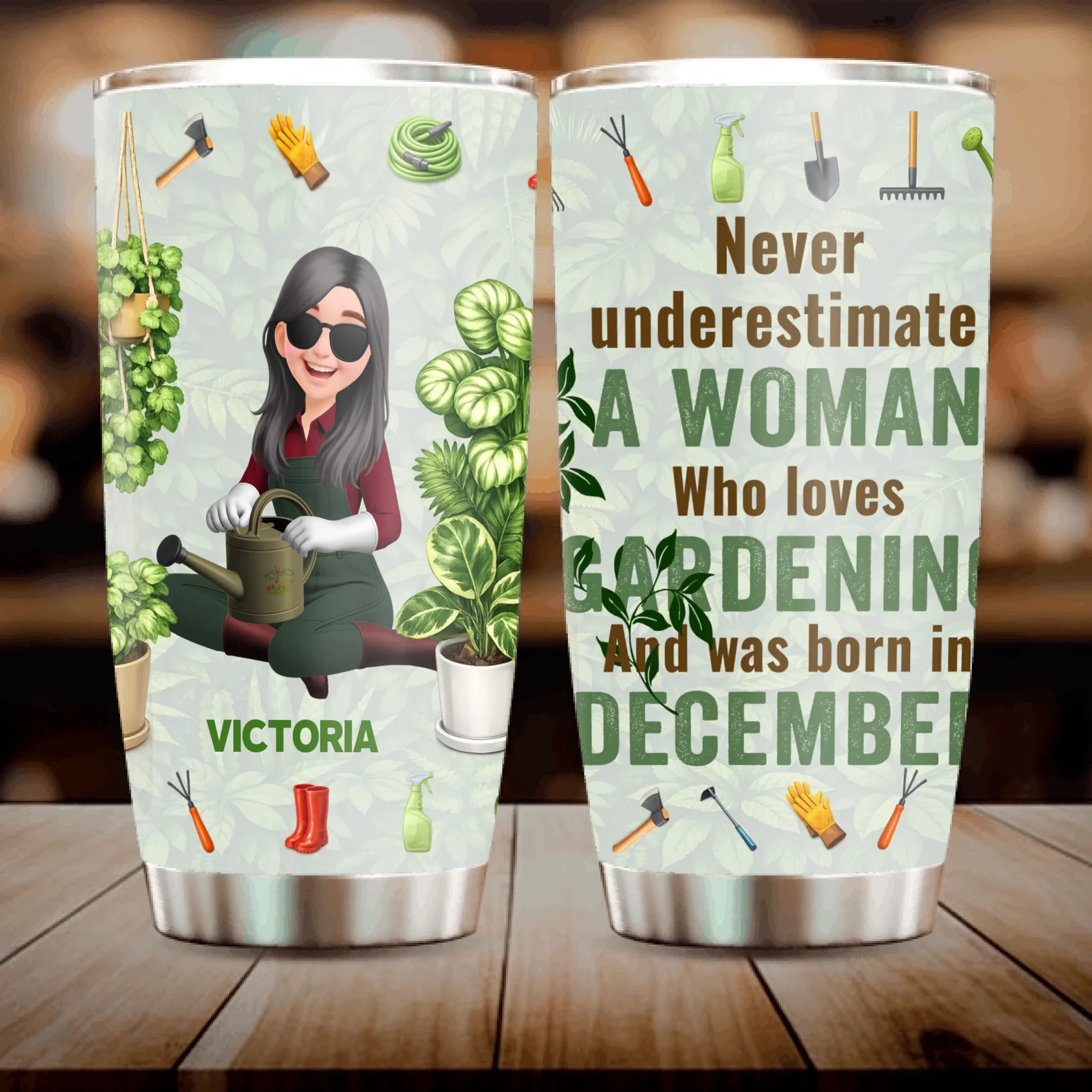 Unique December Gardening Woman Tumbler – Plant Lady Gift Mug