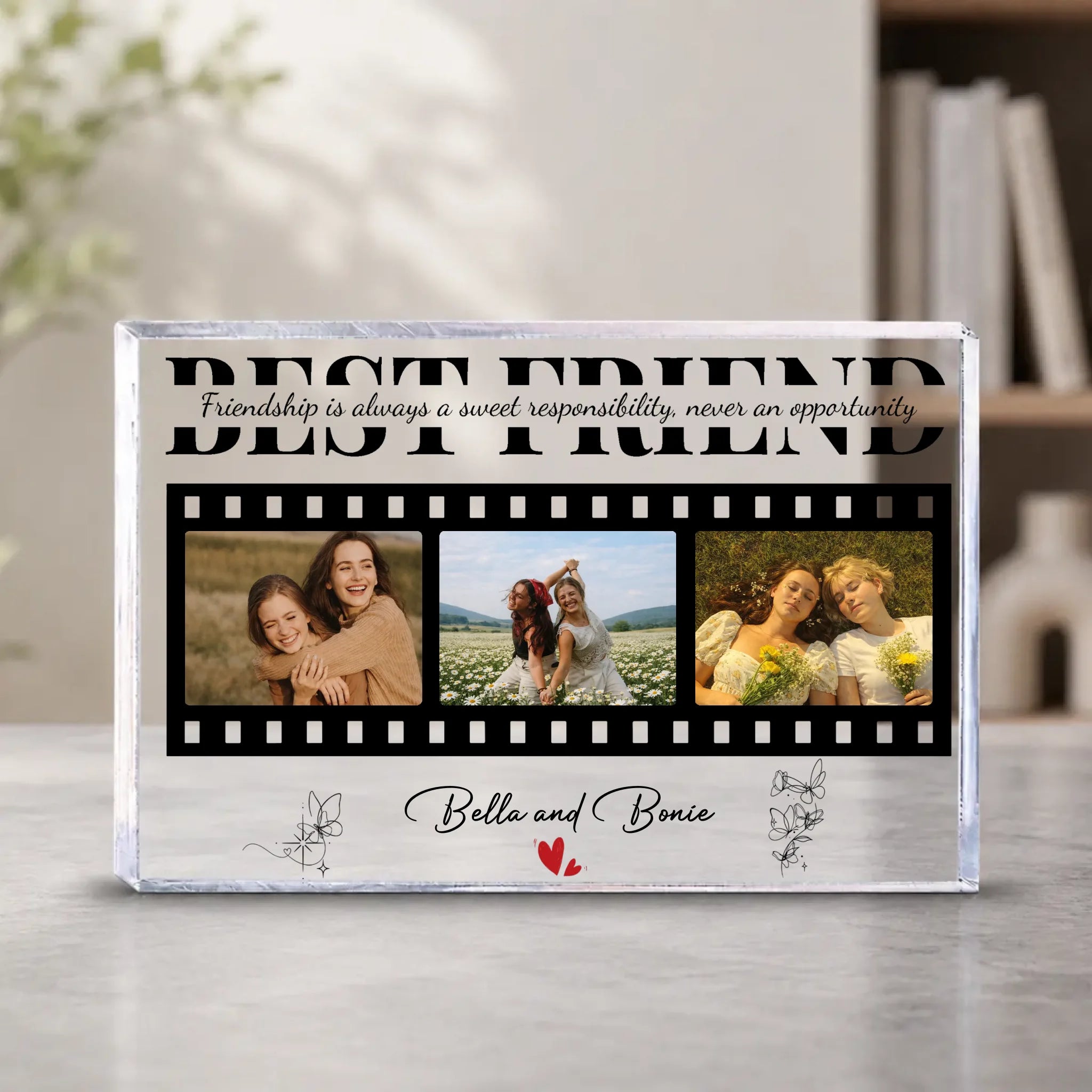 Personalized Bestie Acrylic Plaque With Photos – Best Friend Gift