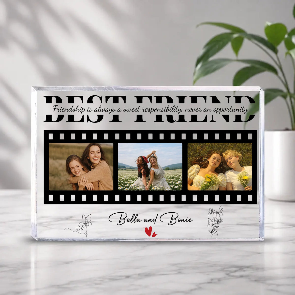 Personalized Bestie Acrylic Plaque With Photos – Best Friend Gift