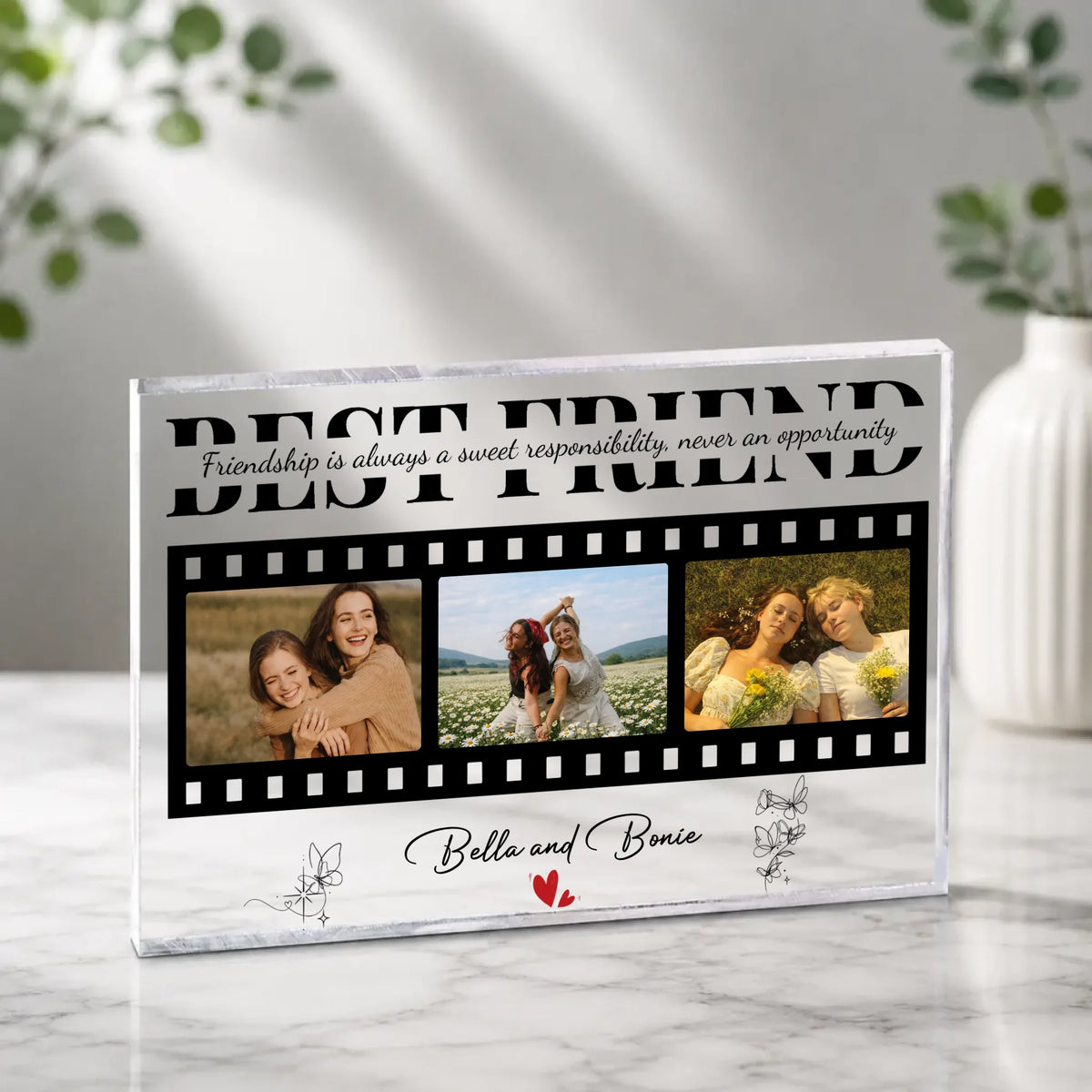 Personalized Bestie Acrylic Plaque With Photos – Best Friend Gift