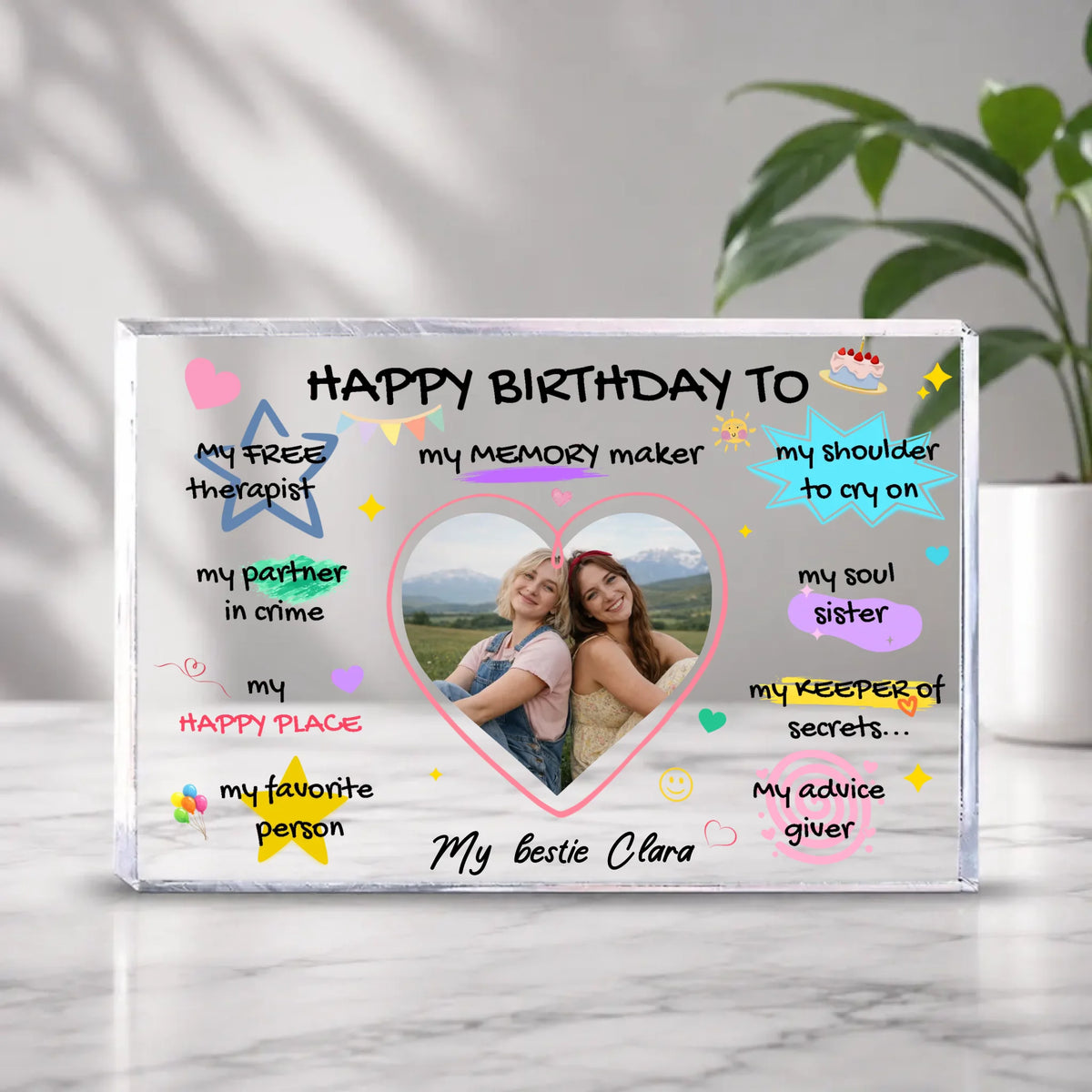 Personalized Bestie Birthday Acrylic Plaque With Photo | 89Prints