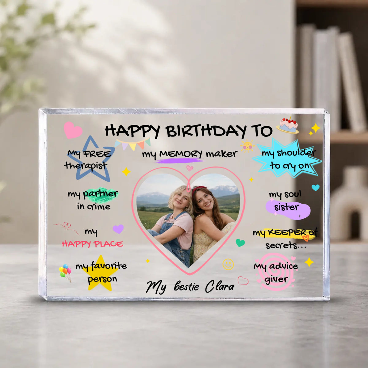 Personalized Bestie Birthday Acrylic Plaque With Photo | 89Prints