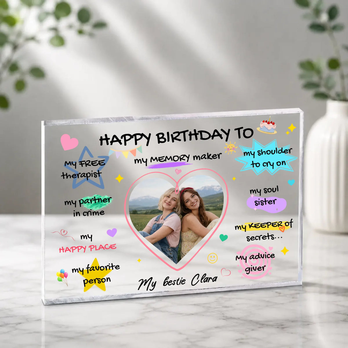 Personalized Bestie Birthday Acrylic Plaque With Photo | 89Prints
