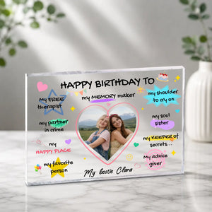 Personalized Bestie Birthday Acrylic Plaque With Photo | 89Prints