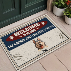 Personalized Dog & Cat Welcome Doormat – Custom Pet Names & Funny Dog Lover Gift