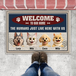Personalized Dog & Cat Welcome Doormat – Custom Pet Names & Funny Dog Lover Gift