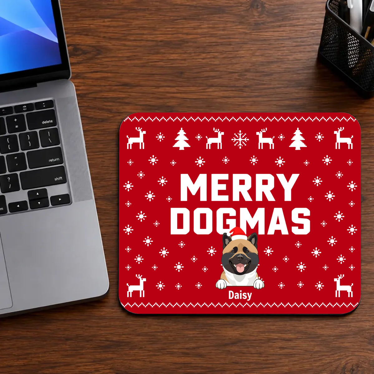 Personalized Christmas Dog Mouse Pad – Merry Dogmas Gift | 89Prints