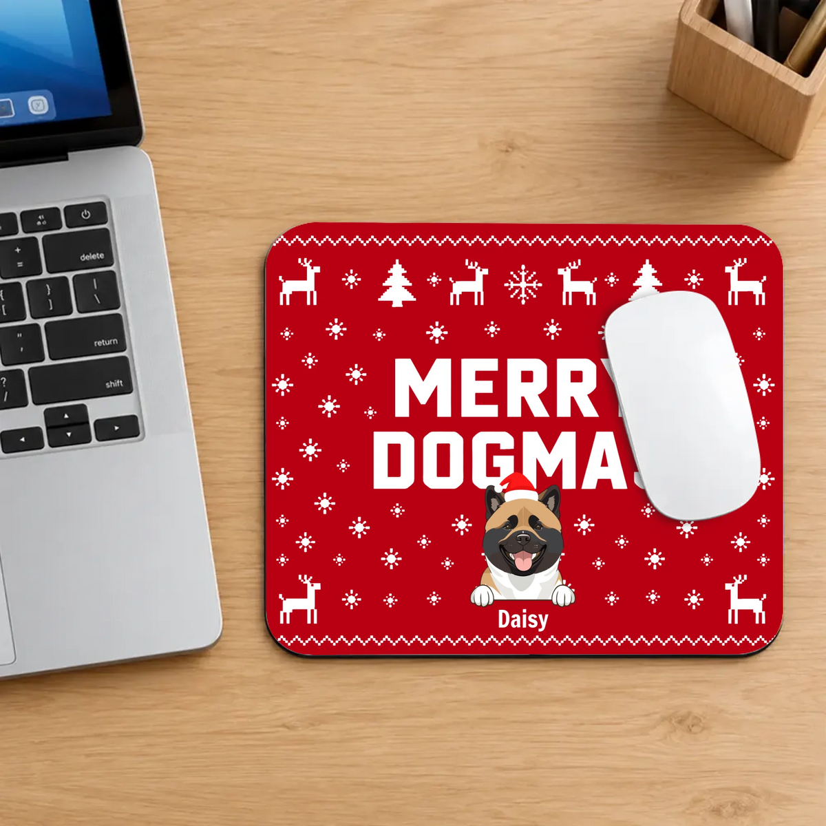 Personalized Christmas Dog Mouse Pad – Merry Dogmas Gift | 89Prints