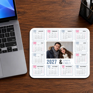 Custom Couple Photo Calendar Mouse Pad 2027 – Personalized Gift | 89Prints