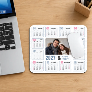 Custom Couple Photo Calendar Mouse Pad 2027 – Personalized Gift | 89Prints