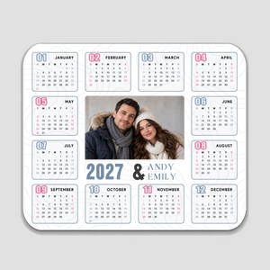 Custom Couple Photo Calendar Mouse Pad 2027 – Personalized Gift | 89Prints