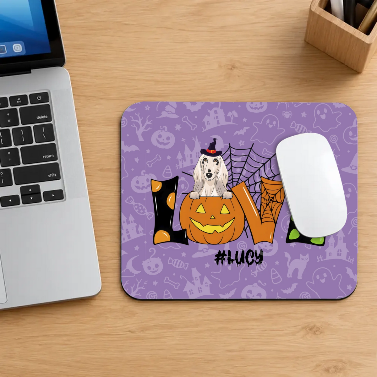 Personalized Halloween Mouse Pad – Custom Dog Name & Spooky Design | 89Prints
