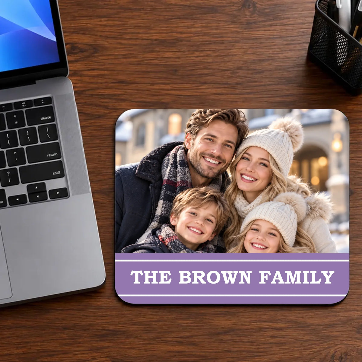 Custom Family Photo Mouse Pad – Personalized Family Name Gift | 89Prints
