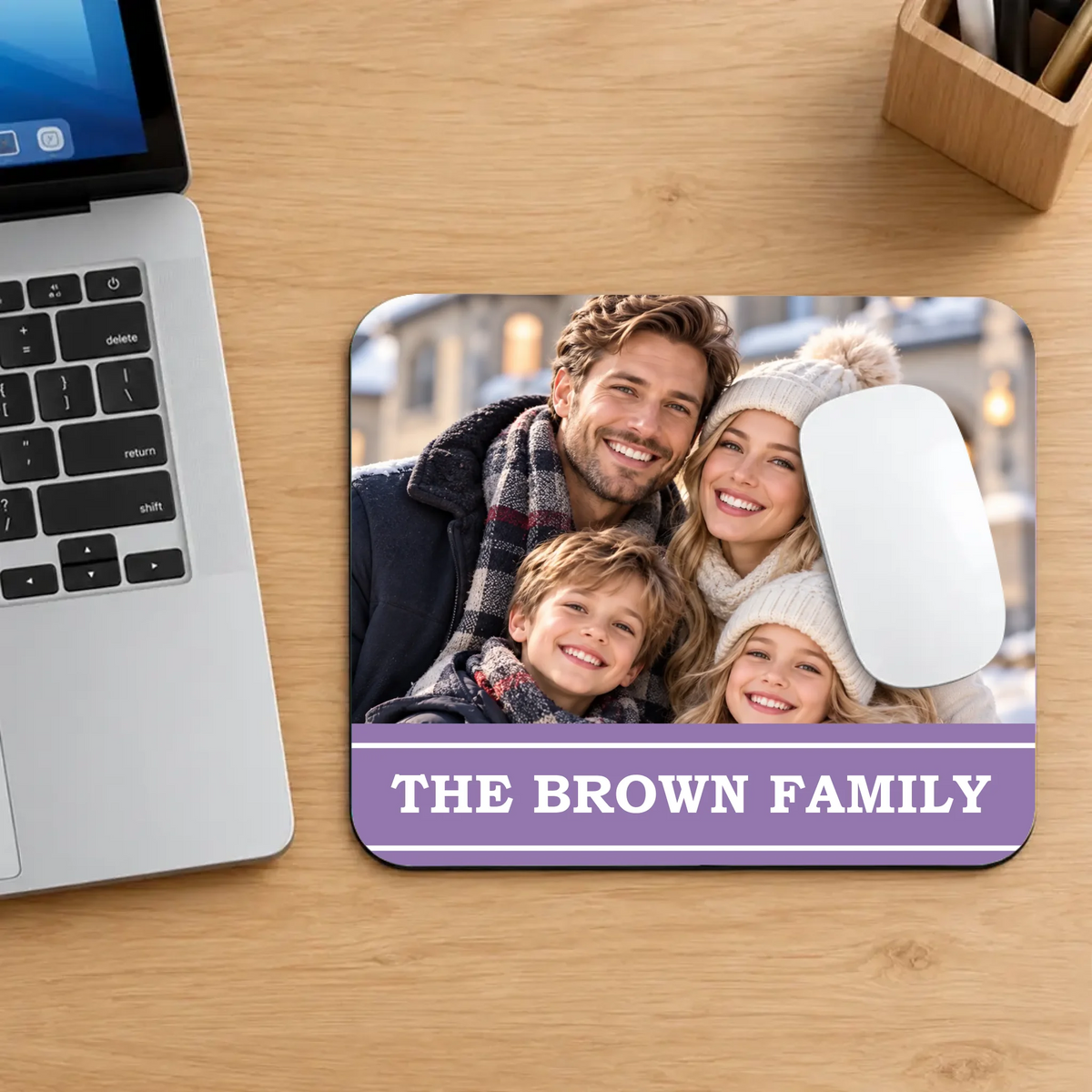 Custom Family Photo Mouse Pad – Personalized Family Name Gift | 89Prints