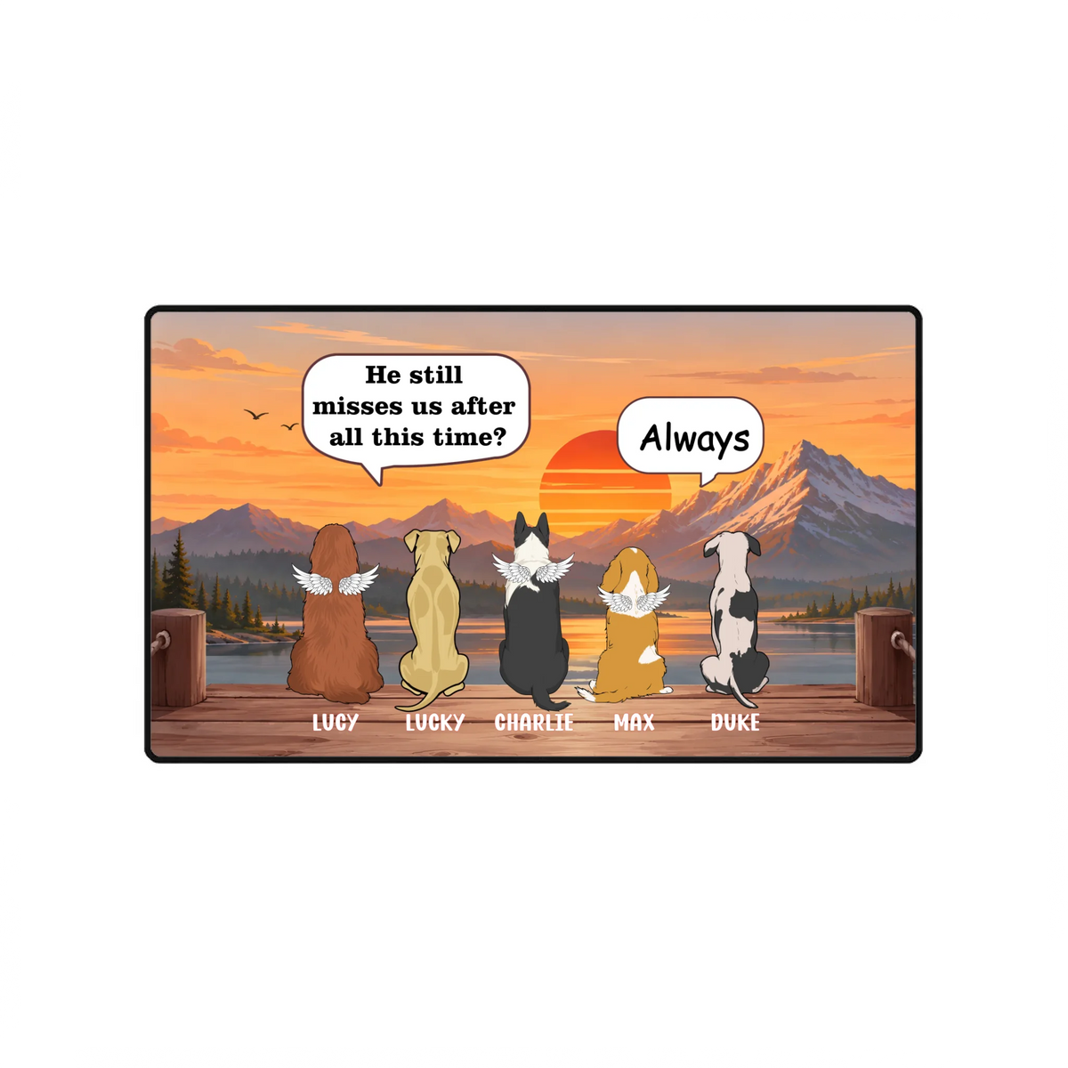Personalized Dog Memorial Mouse Pad – He She They Miss Us | 89Prints