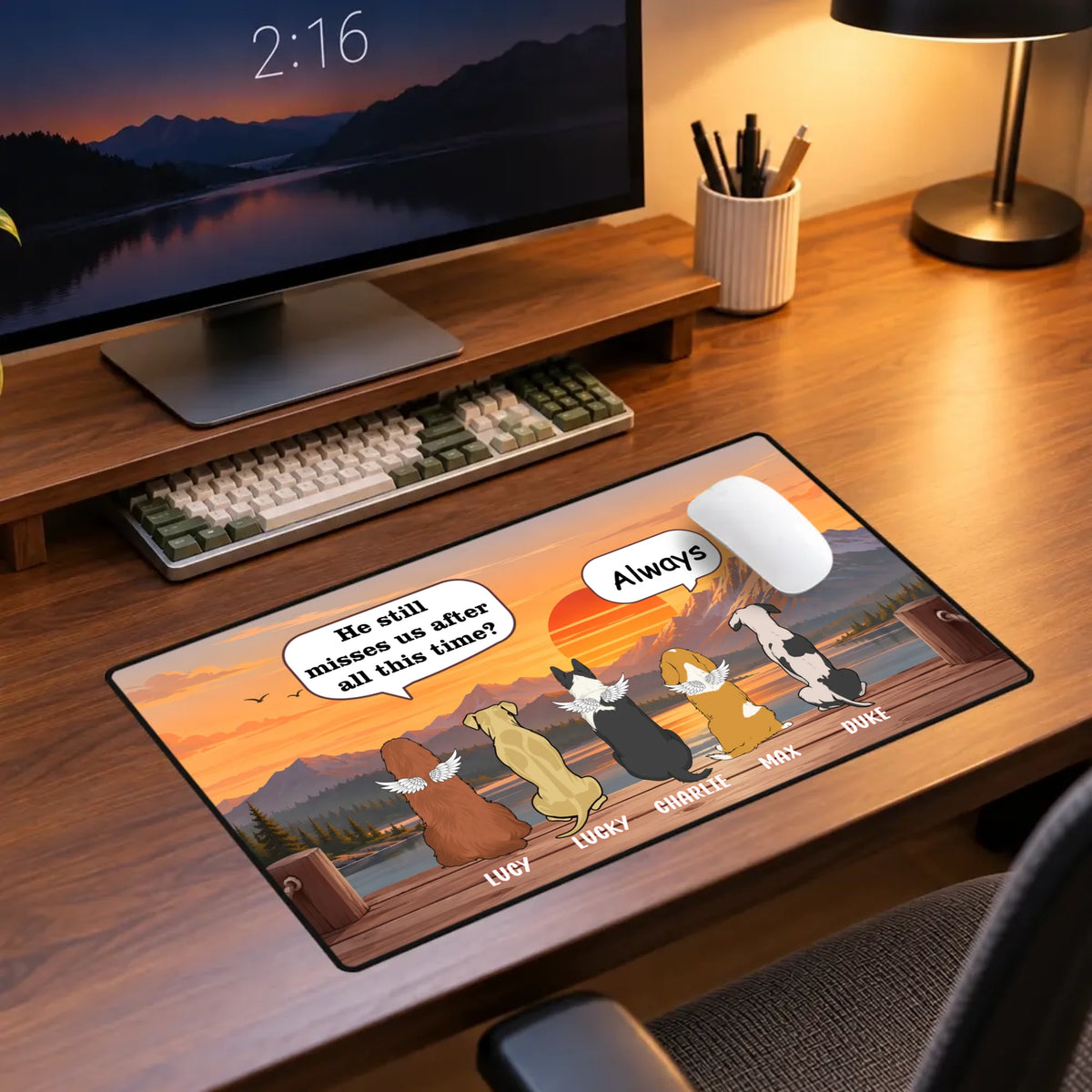 Personalized Dog Memorial Mouse Pad – He She They Miss Us | 89Prints