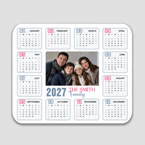Personalized 2027 Calendar Mouse Pad – Custom Family Photo Gift | 89Prints