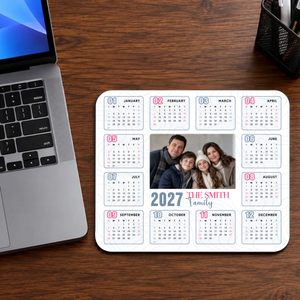Personalized 2027 Calendar Mouse Pad – Custom Family Photo Gift | 89Prints