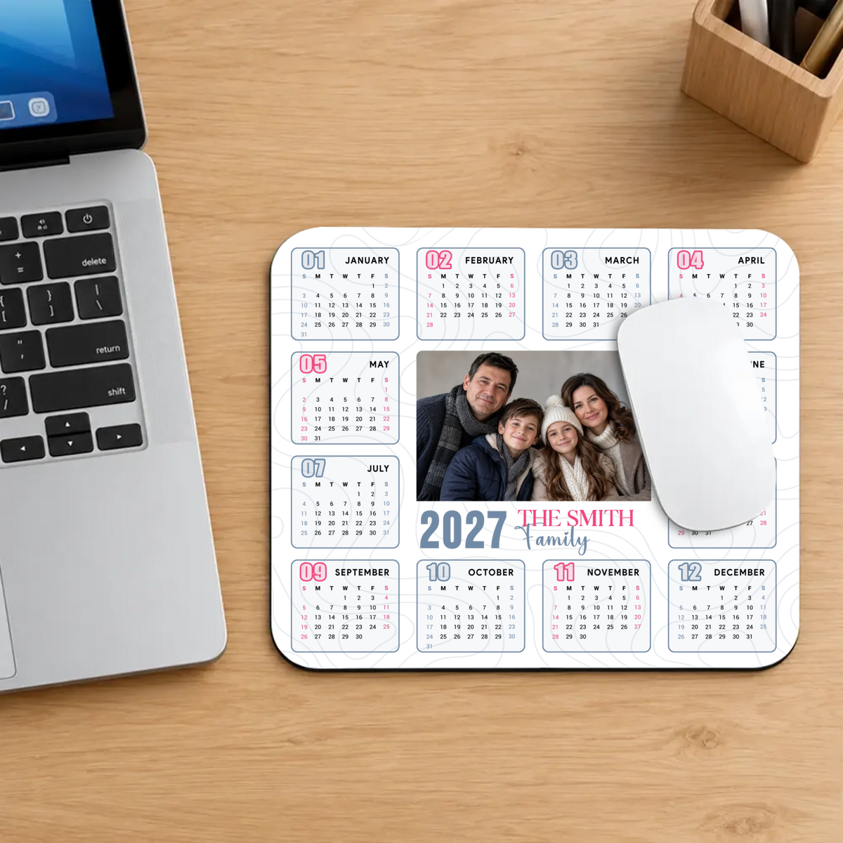 Personalized 2027 Calendar Mouse Pad – Custom Family Photo Gift | 89Prints