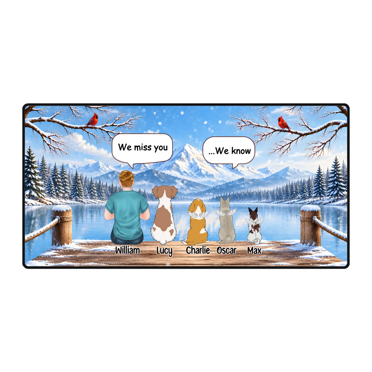 Personalized Angel Wings Dog Memorial Mouse Pad – I/We Miss You | 89Prints