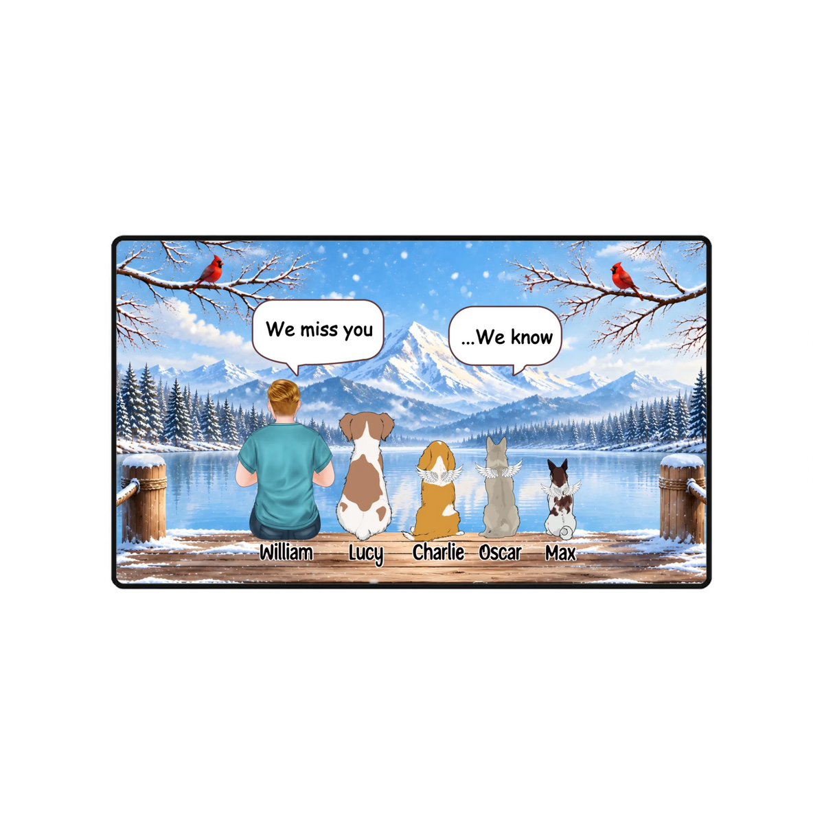 Personalized Angel Wings Dog Memorial Mouse Pad – I/We Miss You | 89Prints