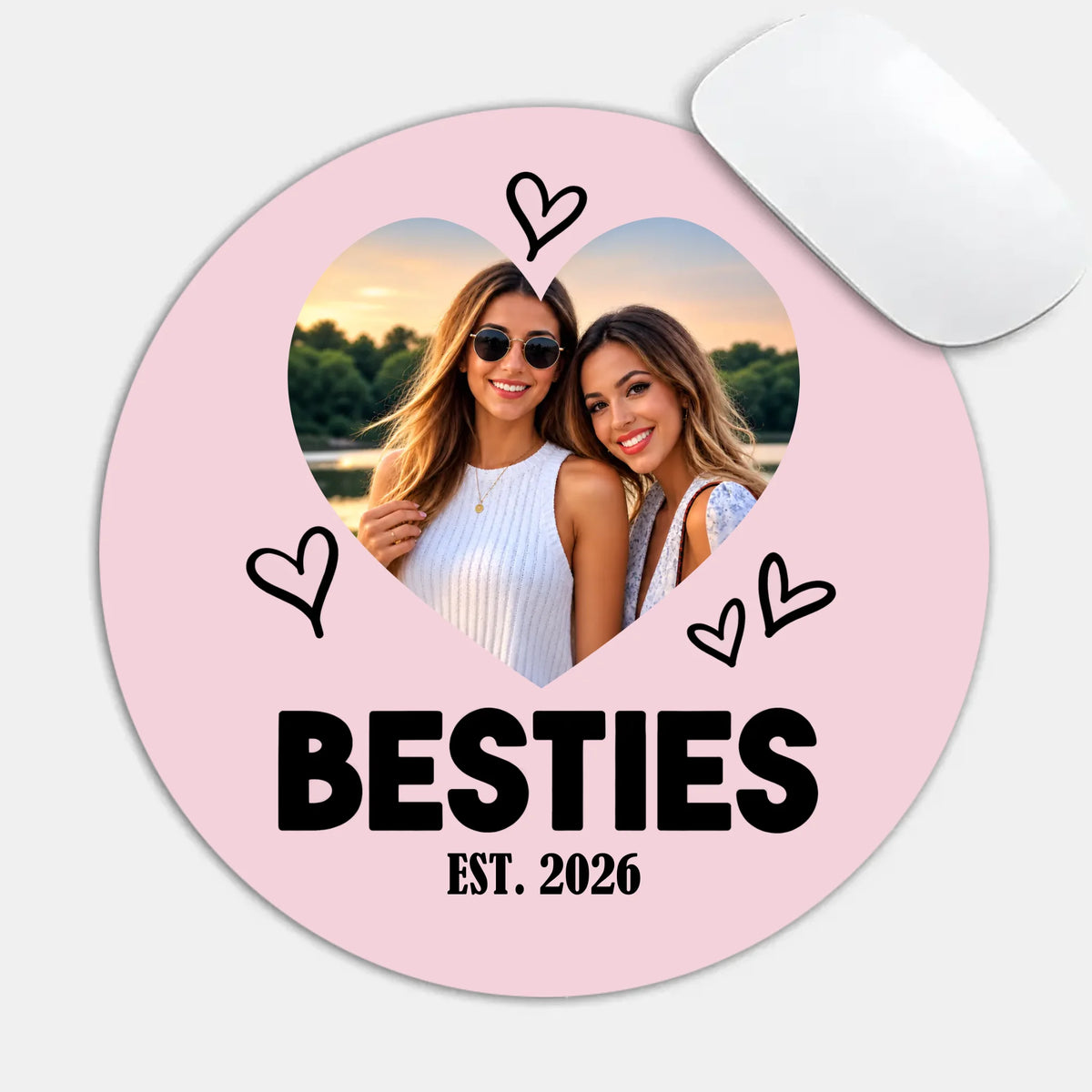 Personalized Best Friends Round Mouse Pad – Custom Photo Gift | 89Prints