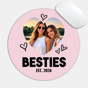 Personalized Best Friends Round Mouse Pad – Custom Photo Gift | 89Prints