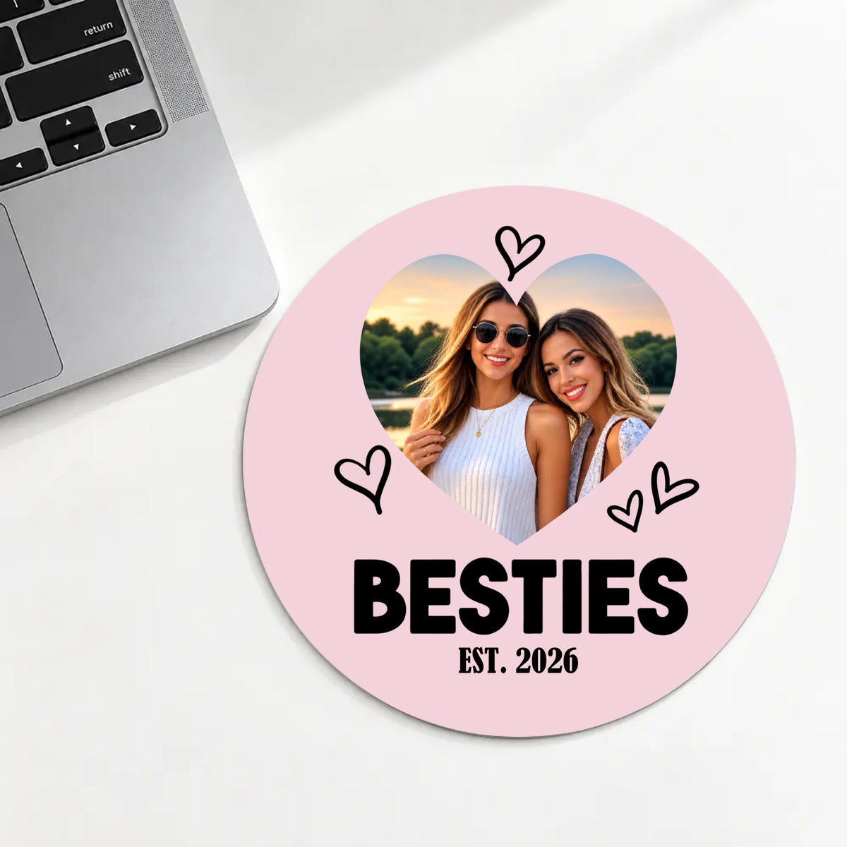Personalized Best Friends Round Mouse Pad – Custom Photo Gift | 89Prints