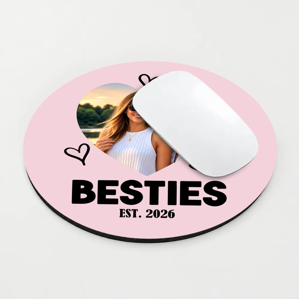 Personalized Best Friends Round Mouse Pad – Custom Photo Gift | 89Prints