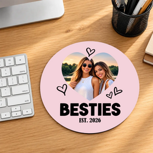 Personalized Best Friends Round Mouse Pad – Custom Photo Gift | 89Prints