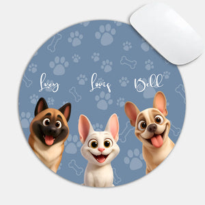 Personalized Cartoon Pet Round Mouse Pad – Custom Pet Names | 89Prints