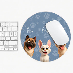 Personalized Cartoon Pet Round Mouse Pad – Custom Pet Names | 89Prints