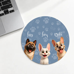 Personalized Cartoon Pet Round Mouse Pad – Custom Pet Names | 89Prints