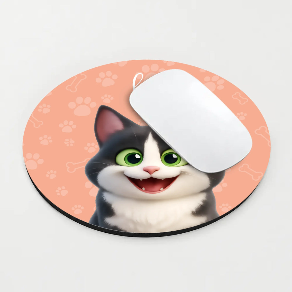 Personalized Cat Round Mouse Pad with Custom Name | 89Prints