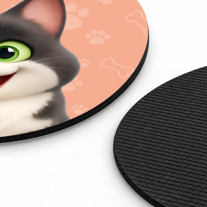 Personalized Cat Round Mouse Pad with Custom Name | 89Prints