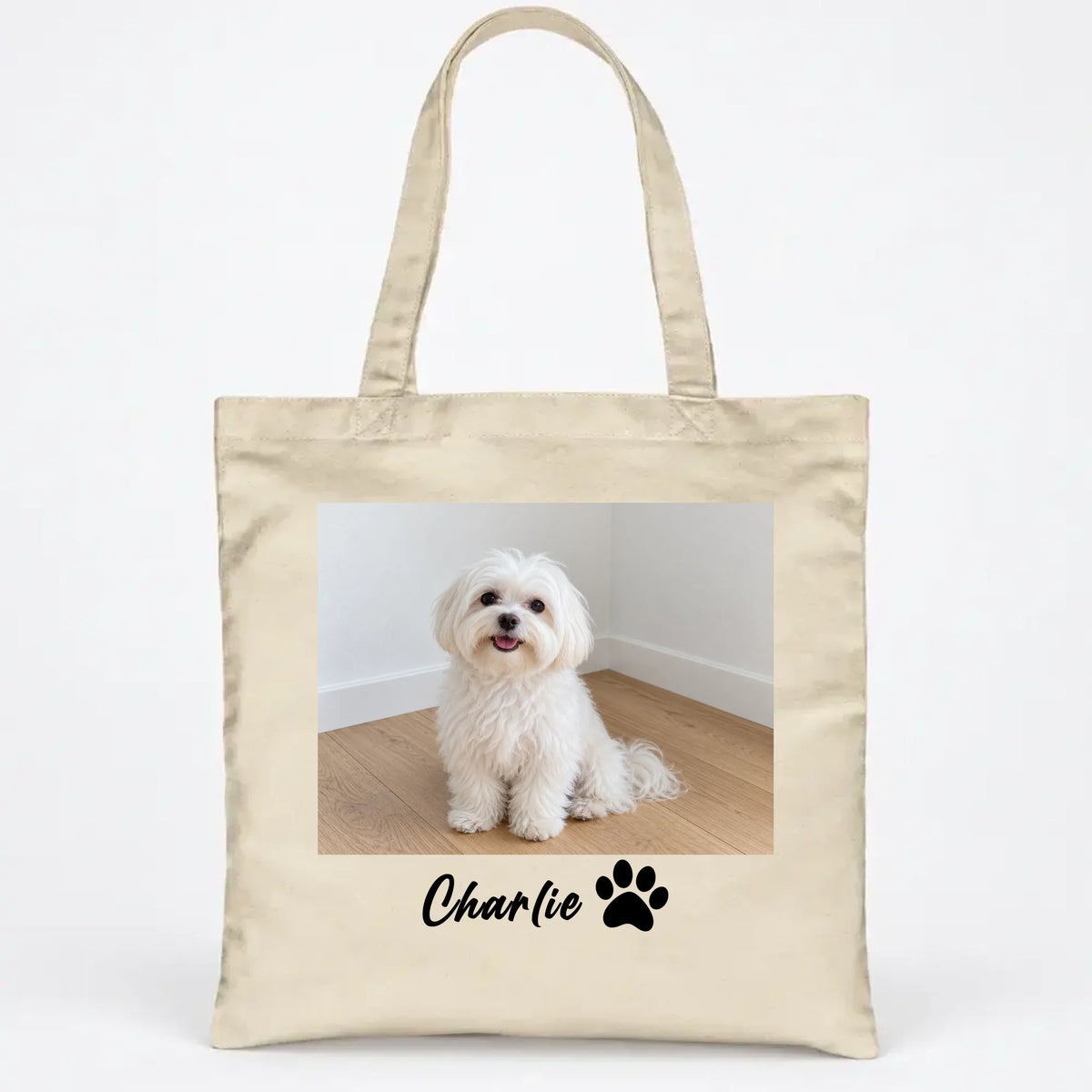 Personalized Dog Photo Tote Bag with Custom Name for Dog Lovers