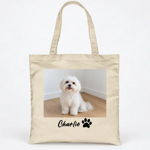 Personalized Dog Photo Tote Bag with Custom Name for Dog Lovers