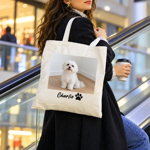 Personalized Dog Photo Tote Bag with Custom Name for Dog Lovers