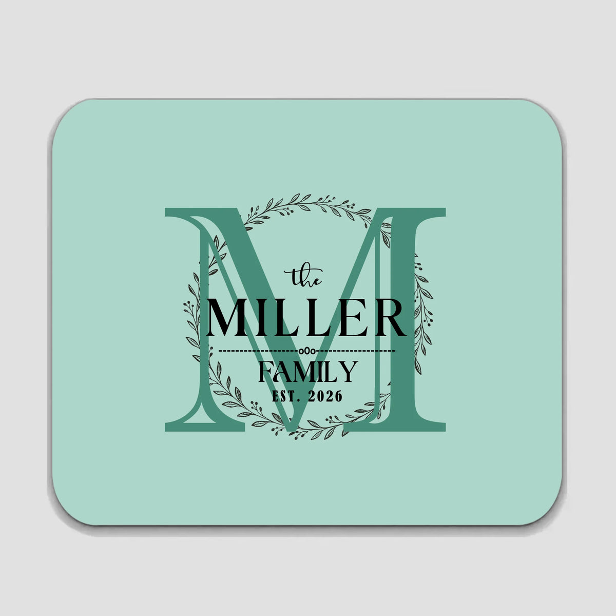Personalized Family Monogram Mouse Pad – Elegant Custom Name Design | 89Prints