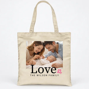 Personalized Family Photo Tote Bag with Custom Name
