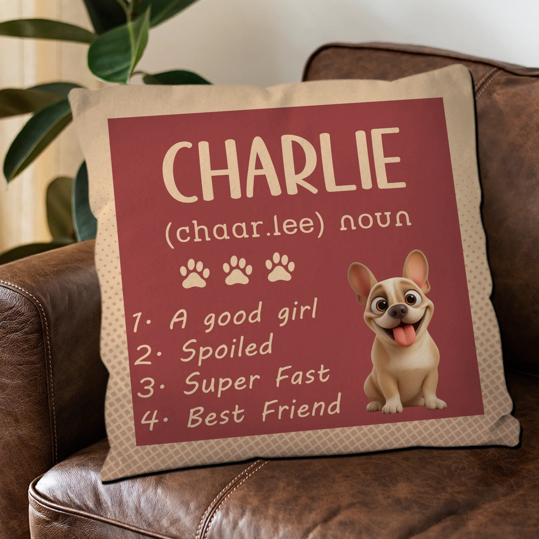 Personalized Frenchie Pillow – Funny Dog Name Definition Gift For Dog Lovers