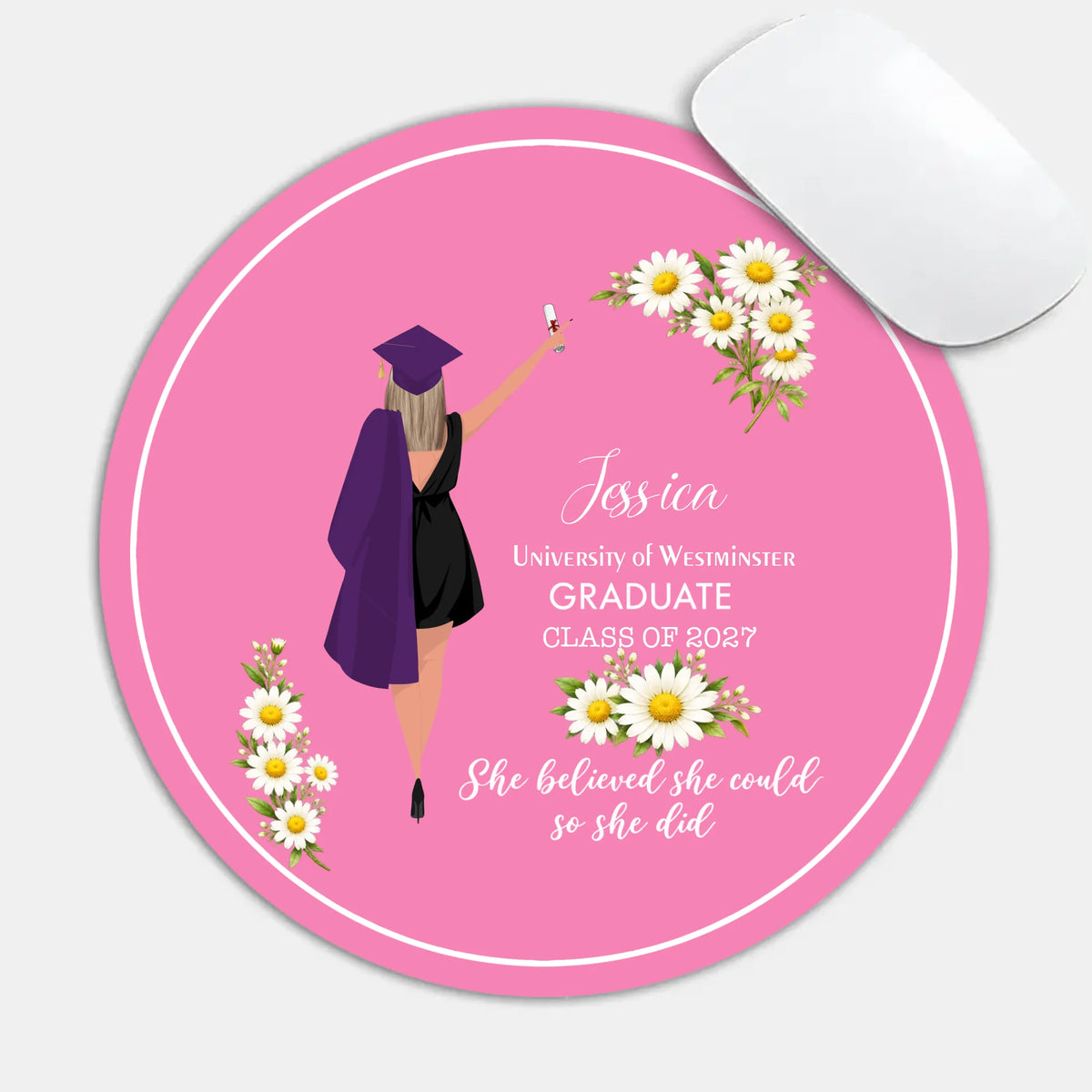 Personalized Graduation Round Mouse Pad – Custom Graduate Gift | 89Prints