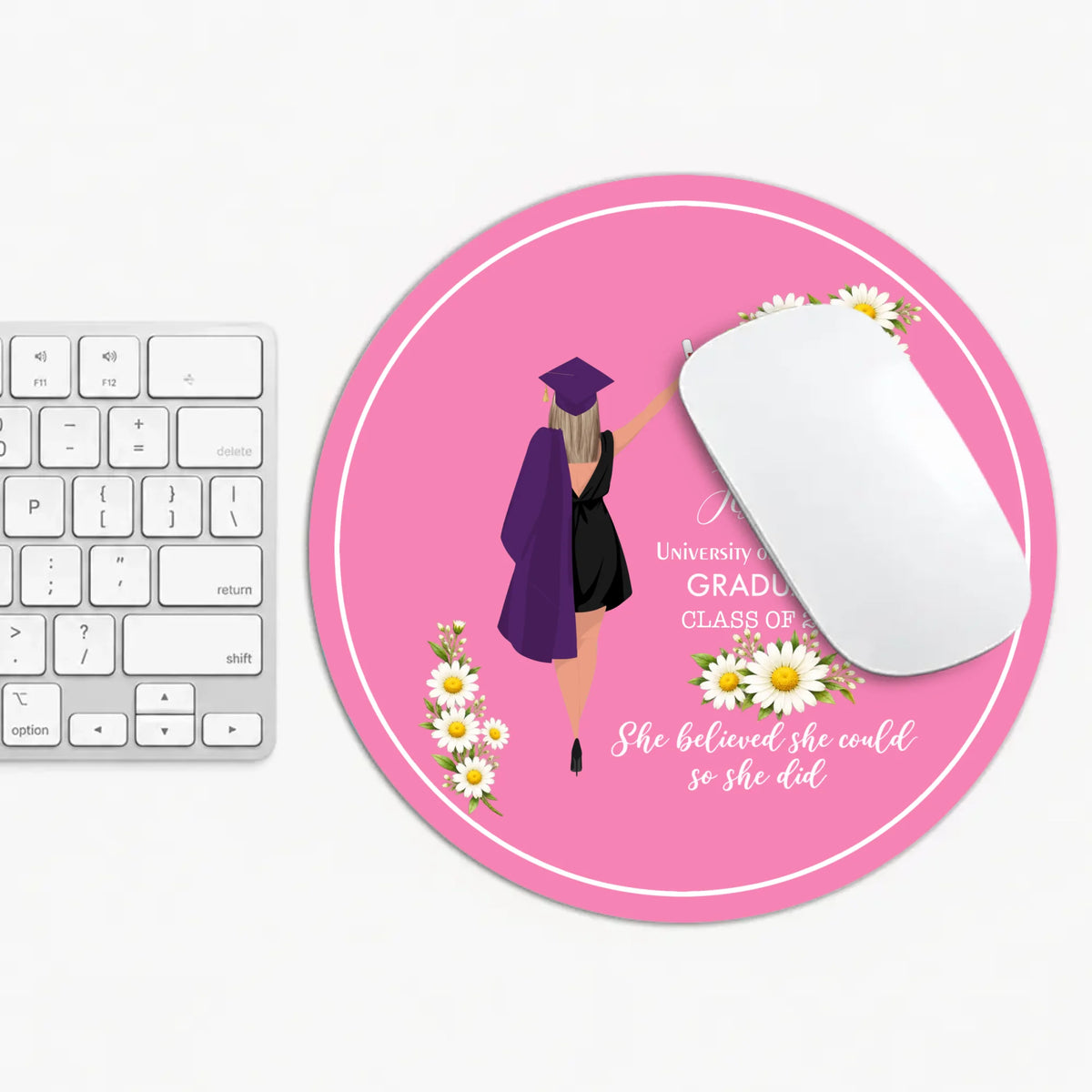 Personalized Graduation Round Mouse Pad – Custom Graduate Gift | 89Prints