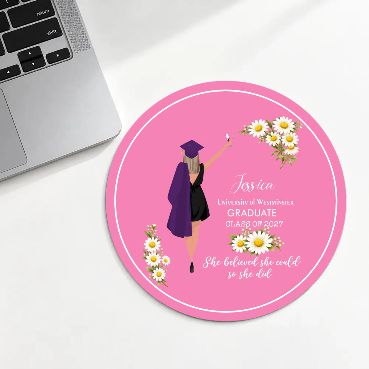 Personalized Graduation Round Mouse Pad – Custom Graduate Gift | 89Prints