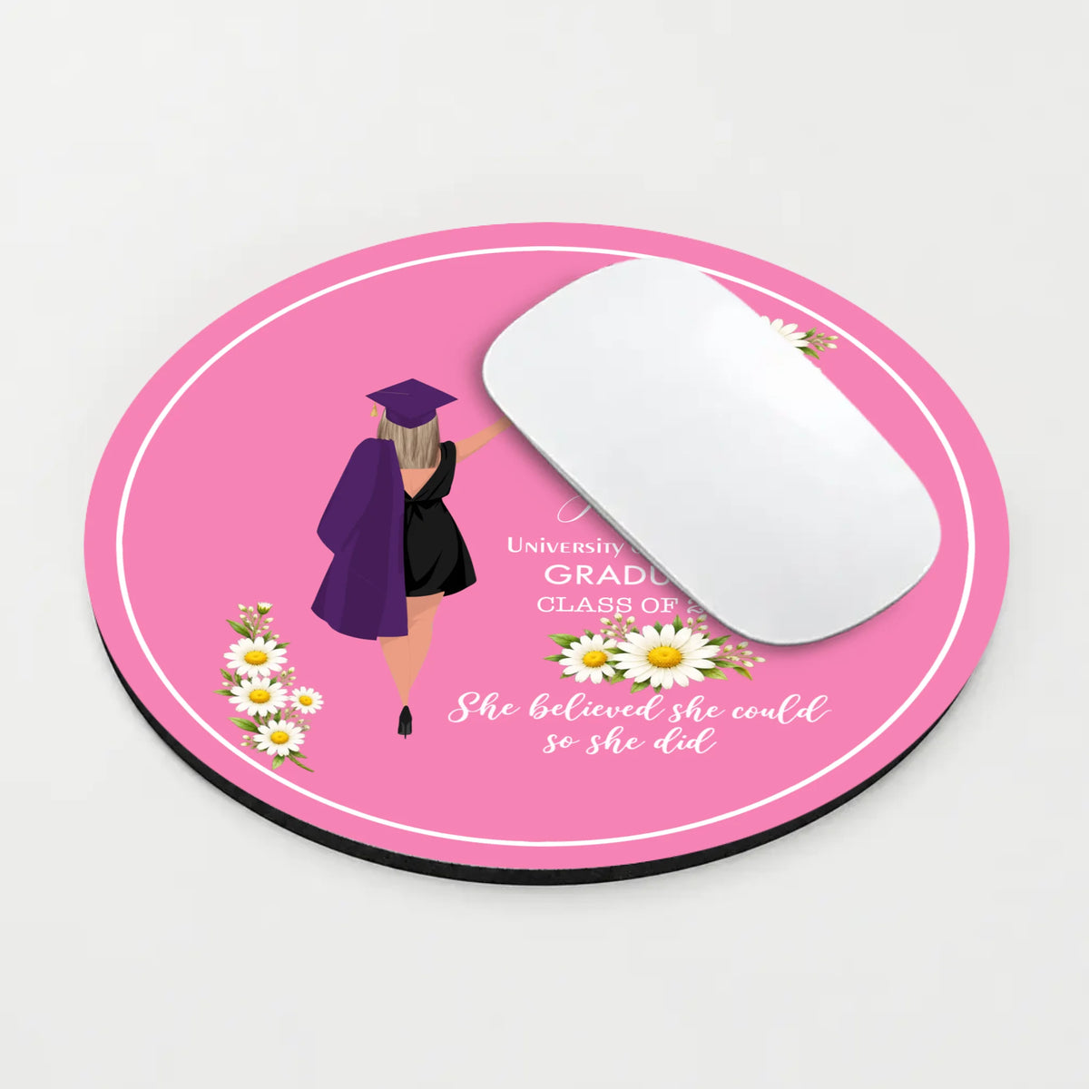 Personalized Graduation Round Mouse Pad – Custom Graduate Gift | 89Prints
