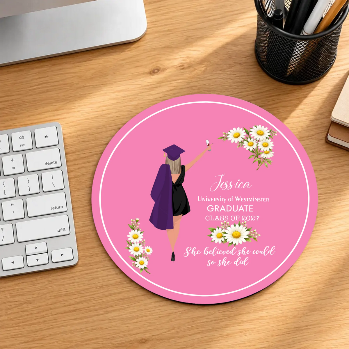 Personalized Graduation Round Mouse Pad – Custom Graduate Gift | 89Prints