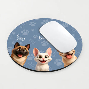 Personalized Cartoon Pet Round Mouse Pad – Custom Pet Names | 89Prints