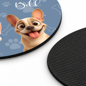Personalized Cartoon Pet Round Mouse Pad – Custom Pet Names | 89Prints
