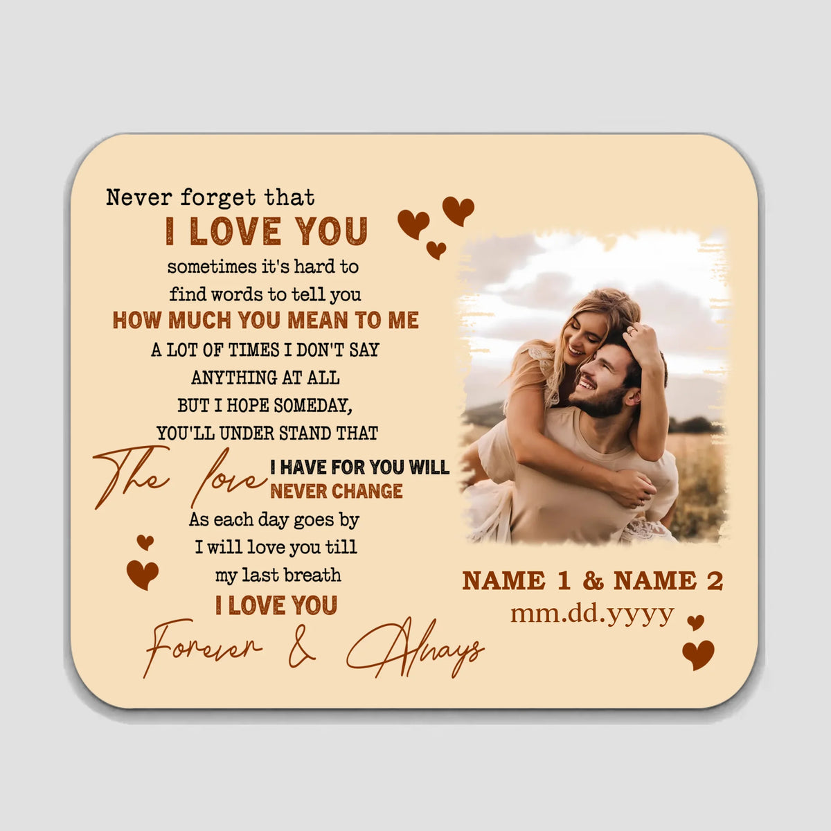 Personalized Romantic Couple Mouse Pad – Custom Photo Love Gift | 89Prints