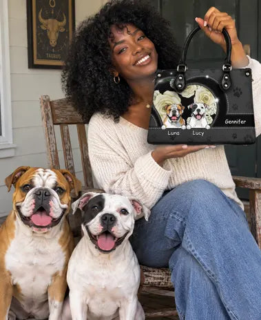 Personaliized leather handbag for dog lover